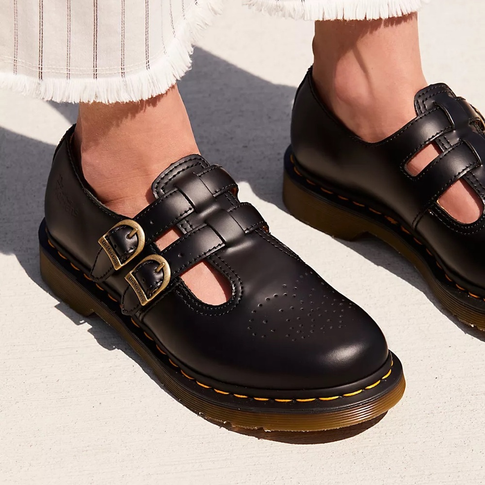 Dr. Martens 8065 Mary Jane Shoe Oxford Buckle Flat Black Smooth Leather Size 9 - Picture 3 of 16